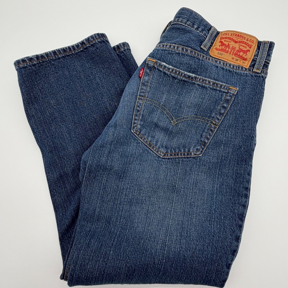 Levis 559 Relaxed Straight Jeans Mens 38x30 Medium Wash Blue Denim Pants